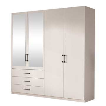 Pekin Garderob med Spegel och Förvaring 215 cm i Trä - Beige - Förvaring - Garderober & garderobssystem