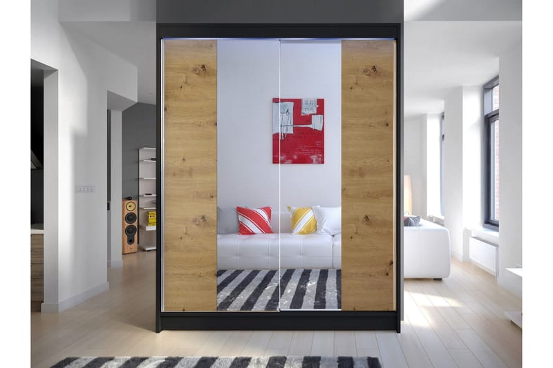 Pickering Garderob m. Spegel 150x200 cm - Brun - Förvaring - Garderober & garderobssystem