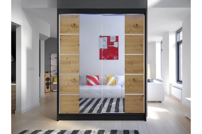 Pickering Garderob m. Spegel 150x200 cm - Grå - Förvaring - Garderober & garderobssystem