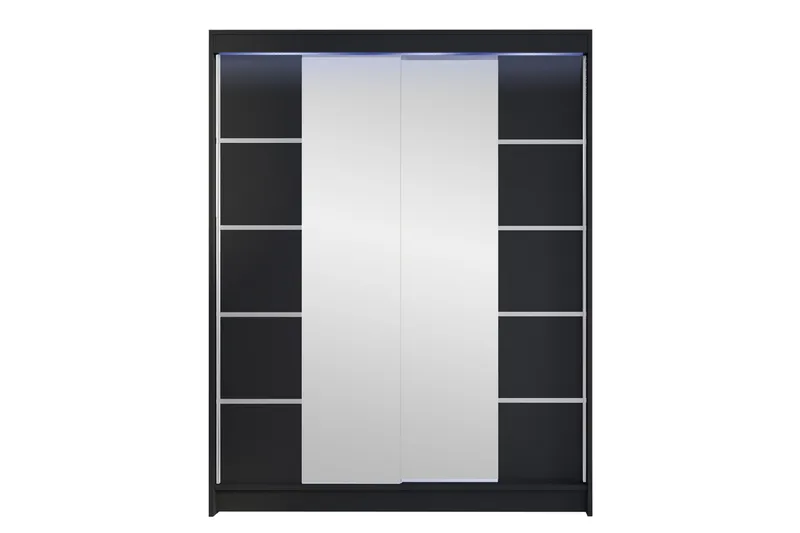 Pickering Garderob m. Spegel 150x200 cm - Svart - Förvaring - Garderober & garderobssystem