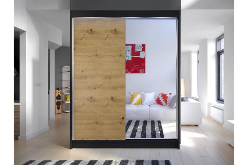 Pickering Garderob m. Spegel 150x200 cm - Svart/Brun - Förvaring - Garderober & garderobssystem