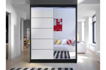 Pickering Garderob m. Spegel 150x200 cm - Svart/Vit - Förvaring - Garderober & garderobssystem