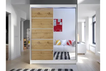 Pickering Garderob m. Spegel 150x200 cm - Vit/Brun - Förvaring - Garderober & garderobssystem