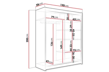 Pickering Garderob m. Spegel 150x200 cm - Förvaring - Garderober & garderobssystem