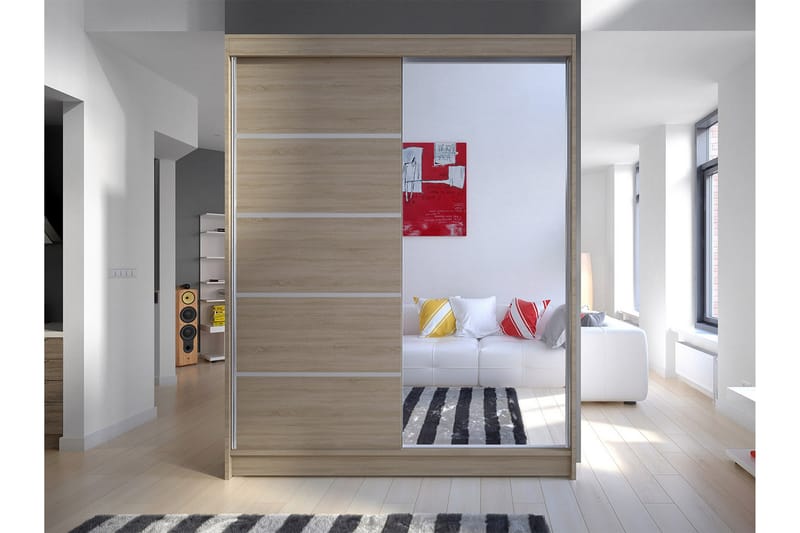 Pickering Garderob med Spegel 150x200 cm - Beige - Förvaring - Garderober & garderobssystem