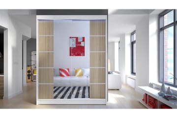 Pickering Garderob med Spegel 150x200 cm - Brun/Vit - Förvaring - Garderober & garderobssystem