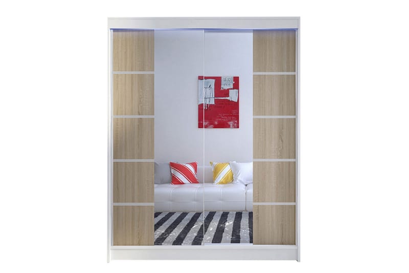 Pickering Garderob med Spegel 150x200 cm, Brun/Vit