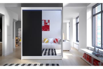 Pickering Garderob med Spegel 150x200 cm - Svart/Vit - Förvaring - Garderober & garderobssystem