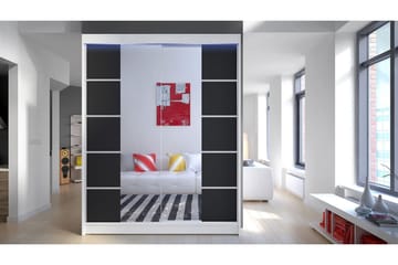 Pickering Garderob med Spegel 150x200 cm - Svart/Vit - Förvaring - Garderober & garderobssystem