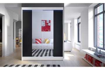 Pickering Garderob med Spegel 150x200 cm - Svart/Vit - Förvaring - Garderober & garderobssystem