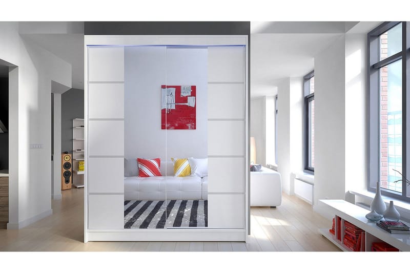 Pickering Garderob med Spegel 150x200 cm - Vit - Förvaring - Garderober & garderobssystem