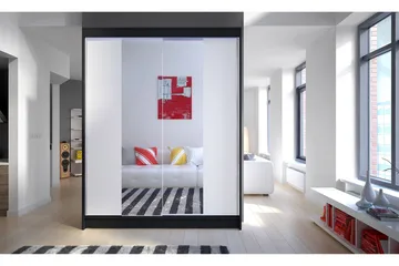 Pickering Garderob med Spegel 150x200 cm - Vit/Svart - Förvaring - Garderober & garderobssystem