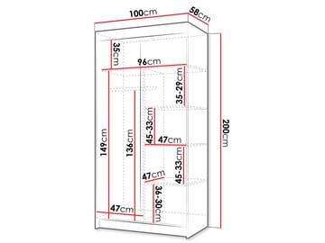 Piedras Garderob med spegel 100x200 cm - Brun - Förvaring - Garderober & garderobssystem