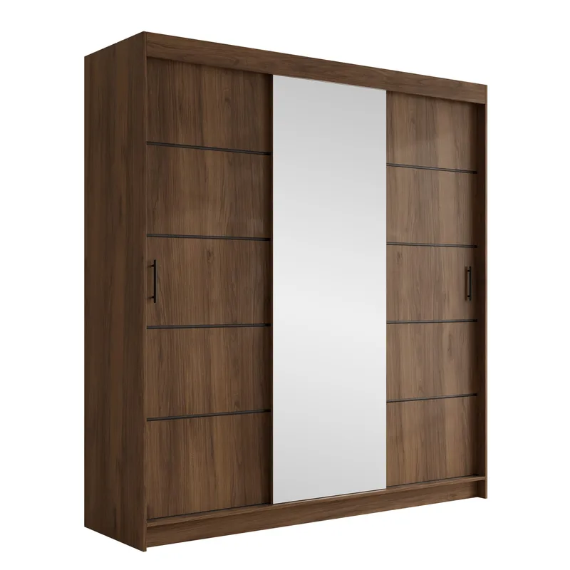 Piedras Garderob med spegel 200x215 cm - Brun - Förvaring - Garderober & garderobssystem