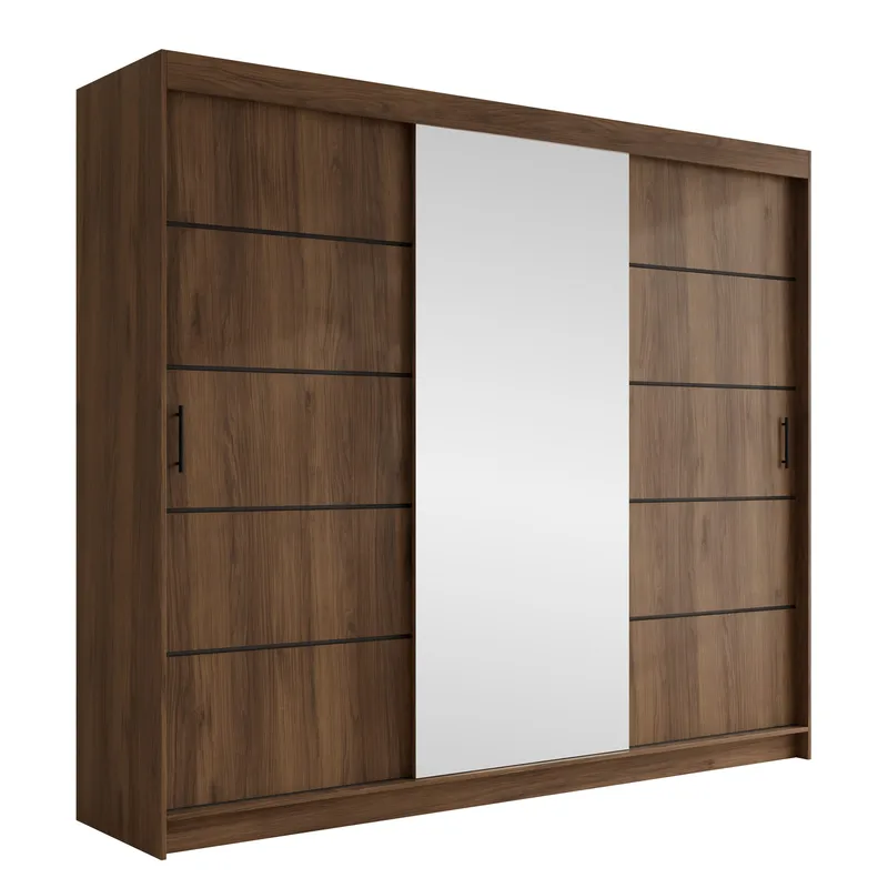 Piedras Garderob med spegel 250x215 cm - Brun - Förvaring - Garderober & garderobssystem