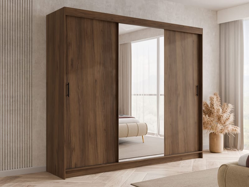 Piedras Garderob med spegel 250x215 cm - Brun - Förvaring - Garderober & garderobssystem