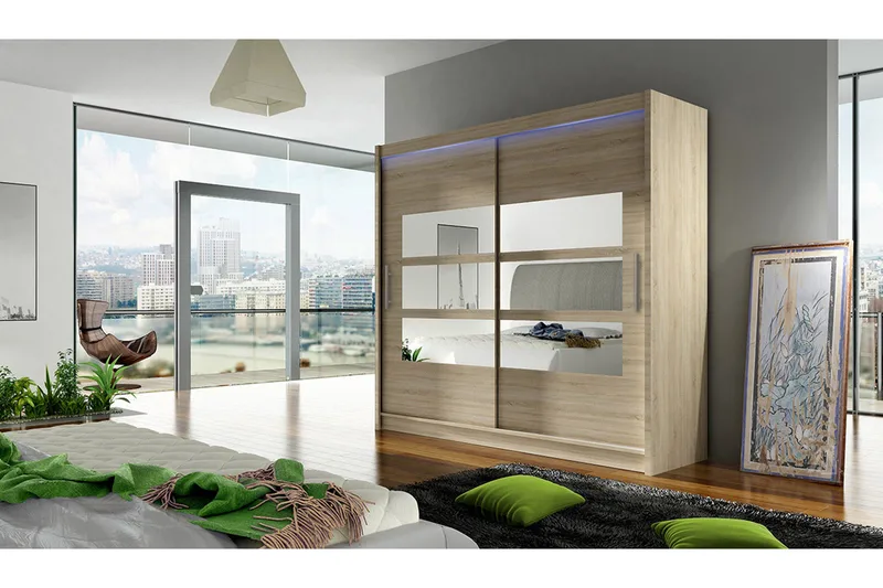 Prag Garderob 180x57x215 cm - Beige - Förvaring - Garderober & garderobssystem