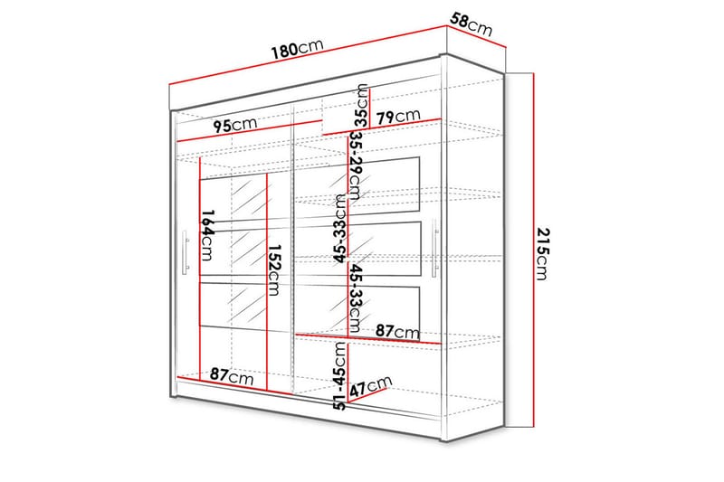 Prag Garderob 180x57x215 cm - Beige - Förvaring - Garderober & garderobssystem