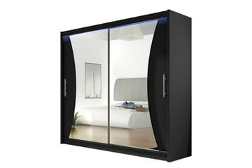 Prag Garderob med Spegel 180x215 cm - Svart - Förvaring - Garderober & garderobssystem