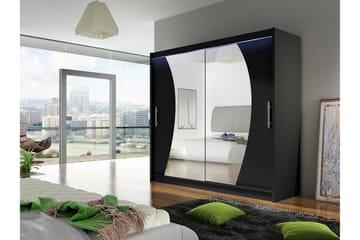 Prag Garderob med Spegel 180x215 cm - Svart - Förvaring - Garderober & garderobssystem