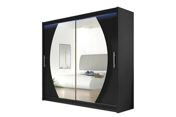 Prag Garderob med Spegel 180x215 cm - Svart - Förvaring - Garderober & garderobssystem