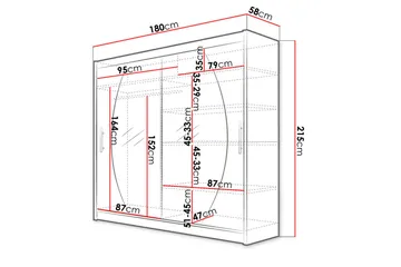 Prag Garderob med Spegel 180x215 cm - Svart - Förvaring - Garderober & garderobssystem