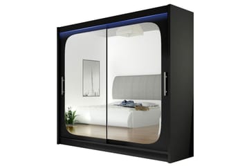 Prag Garderob med Spegel 180x215 cm - Svart - Förvaring - Garderober & garderobssystem