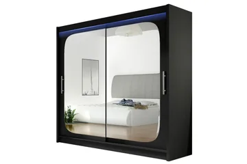 Prag Garderob med Spegel 180x215 cm - Svart - Förvaring - Garderober & garderobssystem