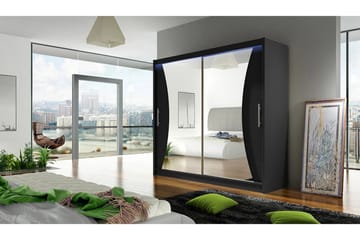 Prag Garderob med Spegel 180x215 cm - Svart - Förvaring - Garderober & garderobssystem