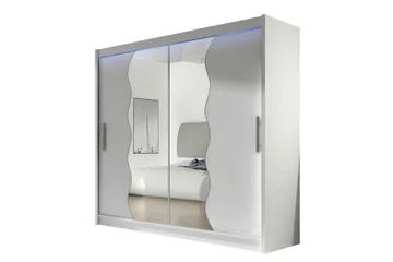 Prag Garderob med Spegel 180x215 cm - Vit - Förvaring - Garderober & garderobssystem