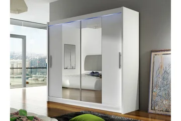 Prag Garderob med Spegel 180x215 cm - Vit - Förvaring - Garderober & garderobssystem