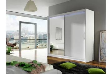 Prag Garderob med Spegel 180x215 cm - Vit - Förvaring - Garderober & garderobssystem