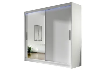 Prag Garderob med Spegel 180x215 cm - Vit - Förvaring - Garderober & garderobssystem