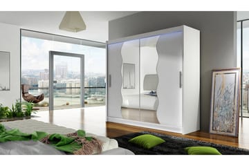 Prag Garderob med Spegel 180x215 cm - Vit - Förvaring - Garderober & garderobssystem