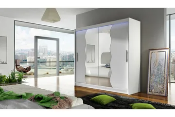 Prag Garderob med Spegel 180x215 cm - Vit - Förvaring - Garderober & garderobssystem