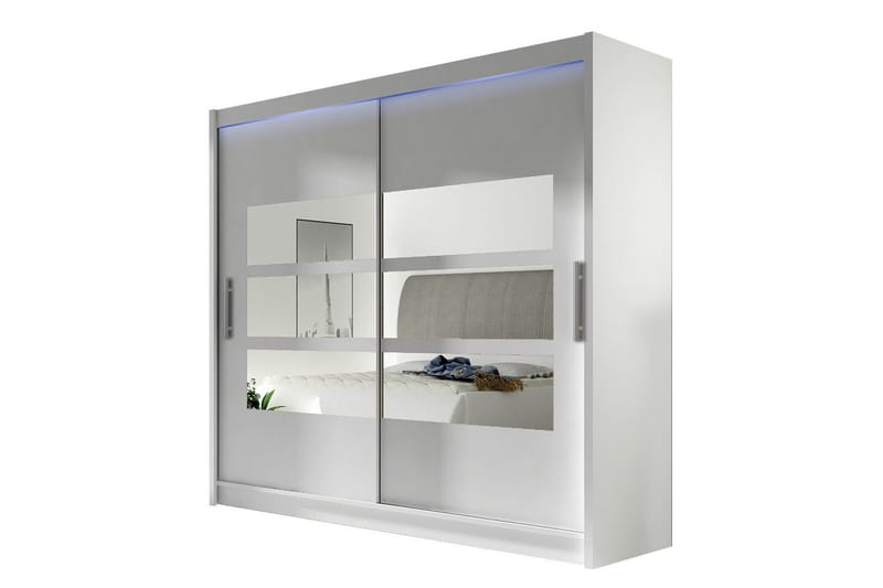 Prag Garderob med Spegel 180x215 cm, Vit