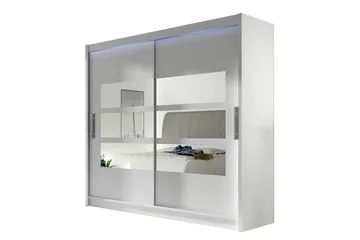 Prag Garderob med Spegel 180x215 cm - Vit - Förvaring - Garderober & garderobssystem