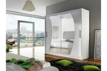 Prag Garderob med Spegel 180x215 cm - Vit - Förvaring - Garderober & garderobssystem