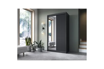 Prescco Garderob med Spegel 120x220 cm - Svart - Förvaring - Garderober & garderobssystem