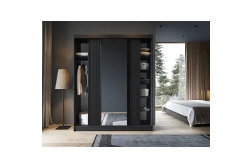 Prescco Garderob med Spegel 120x220 cm - Svart - Förvaring - Garderober & garderobssystem