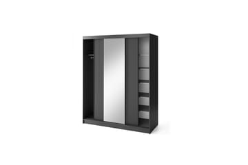 Prescco Garderob med Spegel 120x220 cm - Svart - Förvaring - Garderober & garderobssystem