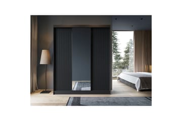 Prescco Garderob med Spegel 120x220 cm - Svart - Förvaring - Garderober & garderobssystem