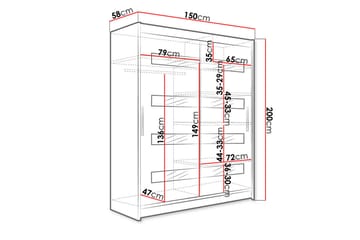 Presto Garderob 58x150 cm LED-belysning - Svart/Vit - Förvaring - Garderober & garderobssystem