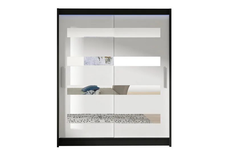 Presto Garderob 58x150 cm LED-belysning, Svart/Vit