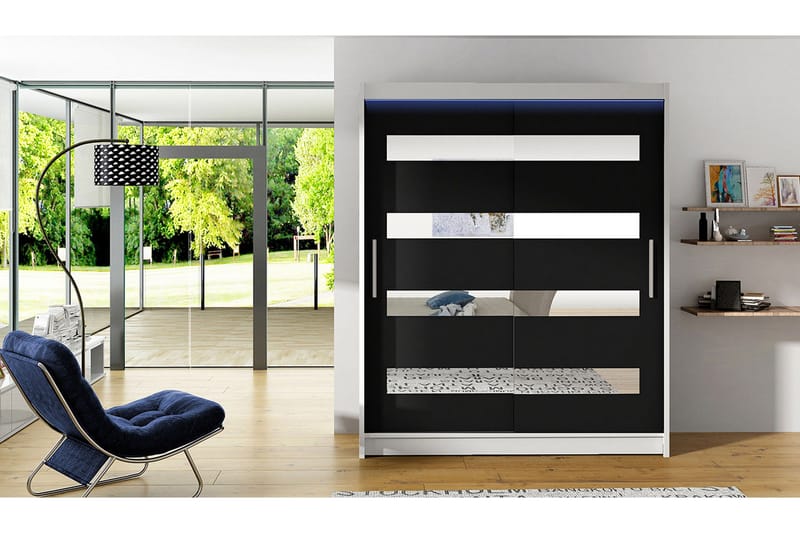 Presto Garderob 58x150 cm LED-belysning - Vit/Svart - Förvaring - Garderober & garderobssystem