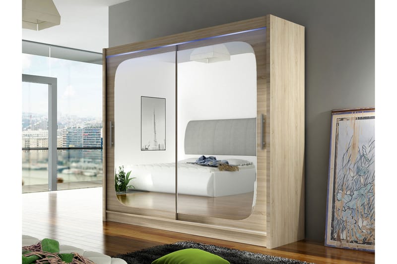 Rilievo Garderob m. Spegel 180x215 cm - Brun - Förvaring - Garderober & garderobssystem