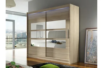 Rilievo Garderob m. Spegel 180x215 cm - Brun - Förvaring - Garderober & garderobssystem