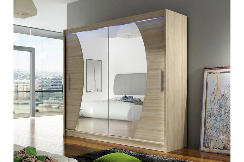 Rilievo Garderob m. Spegel 180x215 cm - Brun - Förvaring - Garderober & garderobssystem