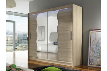 Rilievo Garderob m. Spegel 180x215 cm - Brun - Förvaring - Garderober & garderobssystem