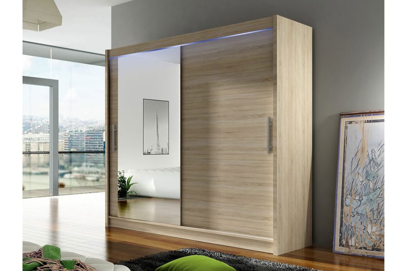 Rilievo Garderob m. Spegel 180x215 cm - Brun - Förvaring - Garderober & garderobssystem